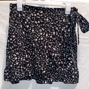 black wrap mini skirt